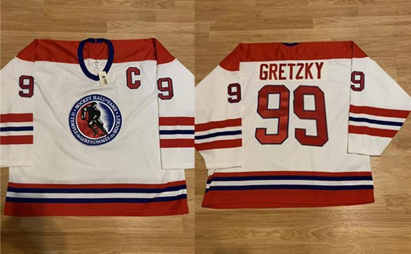 Men's Custom White Hall Of Fame Stitched Hockey Jersey